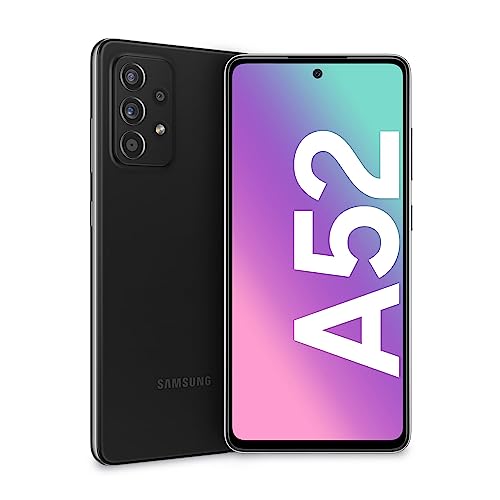 Samsung Galaxy A52 Smartphone, 6,5-Zoll-FHD+ Infinity-O-Display, 6 GB RAM und 128 GB erweiterbarer interner Speicher, 4.500-mAh-Akku und ultraschnelles Aufladen schwarz