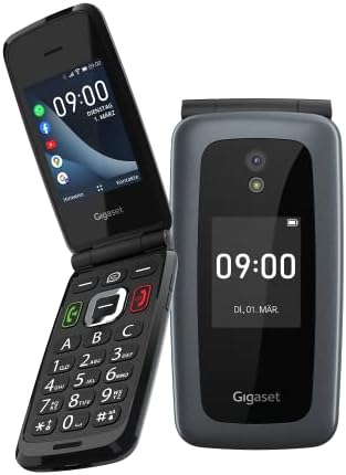 Gigaset GL7 – Internetfähiges Klapp-Handy ohne Vertrag – SOS-Funktion – einfache Bedienung mit großen Tasten & WLAN – Bluetooth- Hörgeräte-kompatibel – Whatsapp, Titanium-Grey