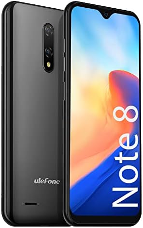 Ulefone Handy Günstig Note 8 - Android 10 Smartphone Ohne Vertrag 3 in1 Steckplatz 2+16GB Speicher 5MP Hauptkamera 5,5-Zoll-Bildschirm 2700mAh Batterie Face ID/GPS/WiFi/Dual SIM Handy (Schwarz)