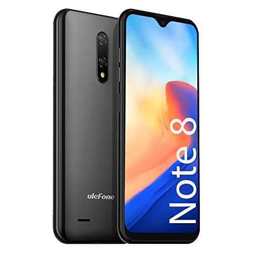 Ulefone Handy Günstig Note 8 - Android 10 Smartphone Ohne Vertrag 3 in1 Steckplatz 2+16GB Speicher 5MP Hauptkamera 5,5-Zoll-Bildschirm 2700mAh Batterie Face ID/GPS/WiFi/Dual SIM Handy (Schwarz)