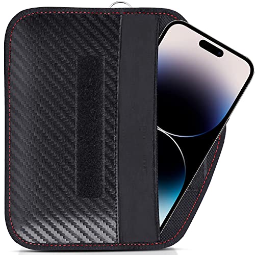 Samfolk Anti Tracking Handyhülle Universal XL für Smartphone Display Max 7,8" - Faraday Tasche Handytasche Strahlenschutz Kohlefaser Schwarz