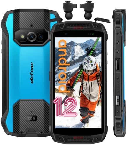 Ulefone Armor 15 Outdoor Handy mit Built-in Wireless Earbuds, Android 12 OS 6GB+128GB Octa-Core Smartphone 6600 Akku IP68/IP69K 5.45 Zoll HD 16MP Kamera, Dual SIM Handy - NFC/OTG/5G-WiFi Blau