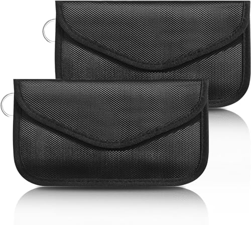 Faraday Tasche Handy, 2 Stück Signal Blocker Tasche Abschirmung Anti-Tracking RFID-Signalblockierung Faraday Bag für Handy Sichtschutz und Autoschlüssel Anti-hacking Hülle Blocker (Schwarz)