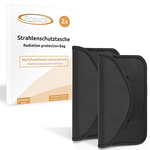 ECENCE 2X RFID Strahlenschutz-Tasche Handy Smartphone No-Signal Funk Stop Tasche Schwarz