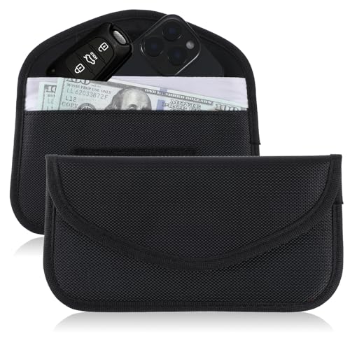 AOZUO 2 Stück Strahlenschutz Handy Schlüsselmäppchen, Strahlenschutz Handy Tasche Smartphone Keyless Go Schutz No-Signal Anti Tracking Handyhülle Funk Blocker Tasche Hülle für Handy(B)