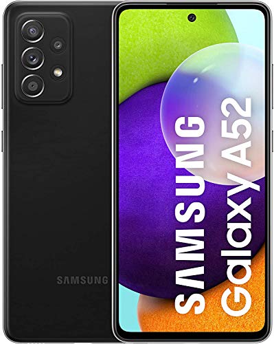 Samsung Galaxy A52 Smartphone, 6,5-Zoll-FHD+ Infinity-O-Display, 6 GB RAM und 128 GB erweiterbarer interner Speicher, 4.500-mAh-Akku und ultraschnelles Aufladen schwarz